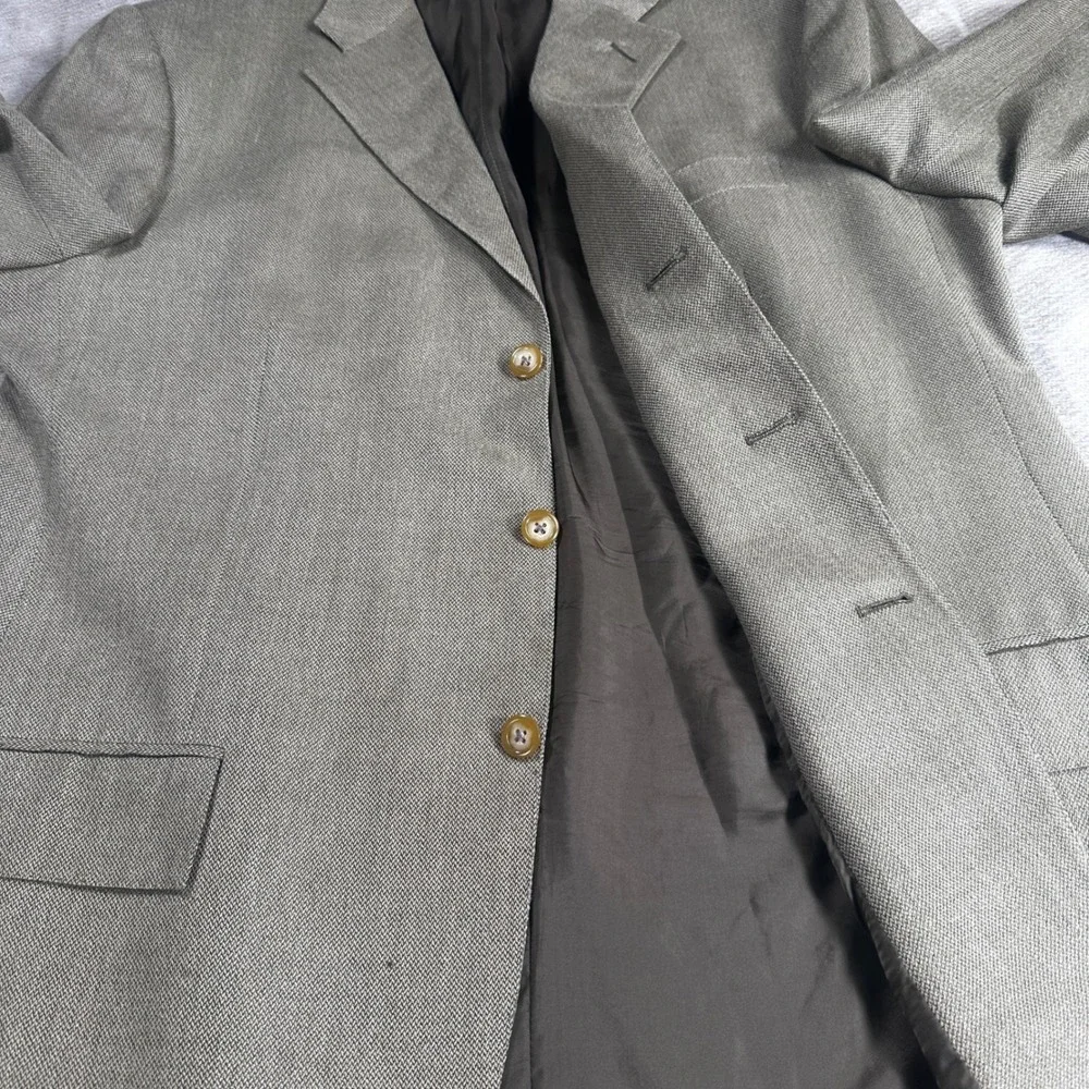 Vintage Polo Ralph Lauren Blue Label Silk‎ Wool Blazer Tan Italy 44L Sport Coat